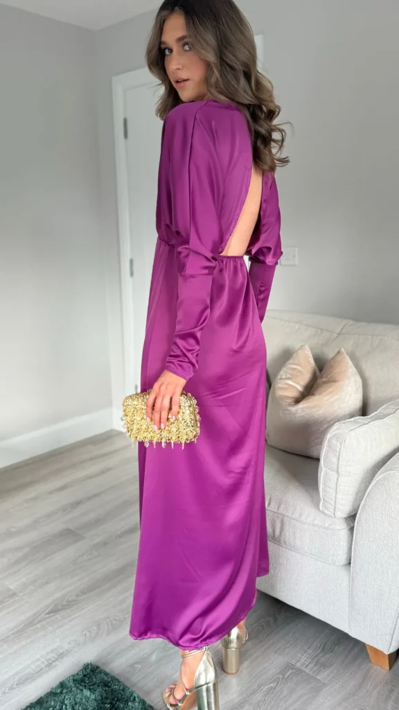 COPPEROSE Fitted Dresses | Going Out Dresses^Sienna Purple V Neck Midi Dress