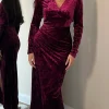 GIRL IN MIND Fitted Dresses | Going Out Dresses^Sigourney Burgundy Velvet Asymmetric Wrap Midi Dress