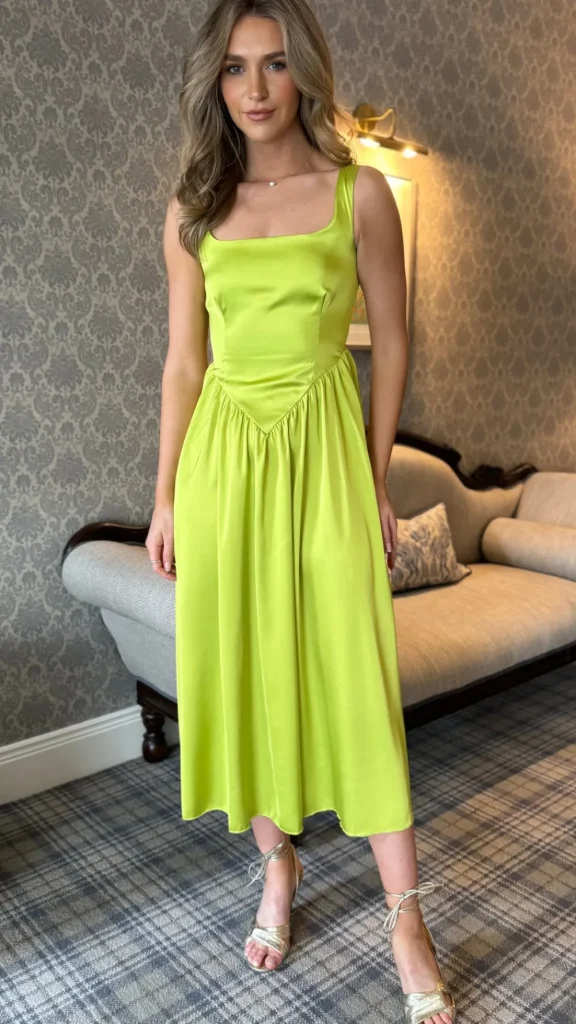 GIRL IN MIND Going Out Dresses | Occasion Dresses^Sigourney Lime Green Satin Finish Maxi Dress
