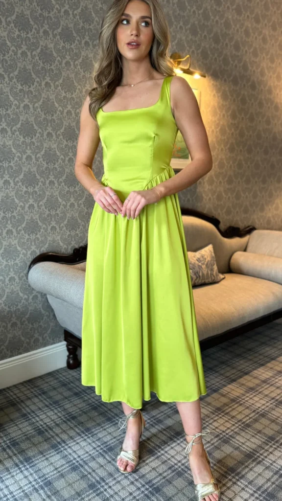 GIRL IN MIND Going Out Dresses | Occasion Dresses^Sigourney Lime Green Satin Finish Maxi Dress