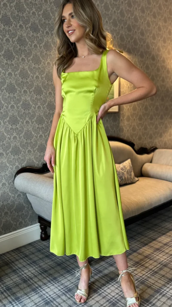 GIRL IN MIND Going Out Dresses | Occasion Dresses^Sigourney Lime Green Satin Finish Maxi Dress