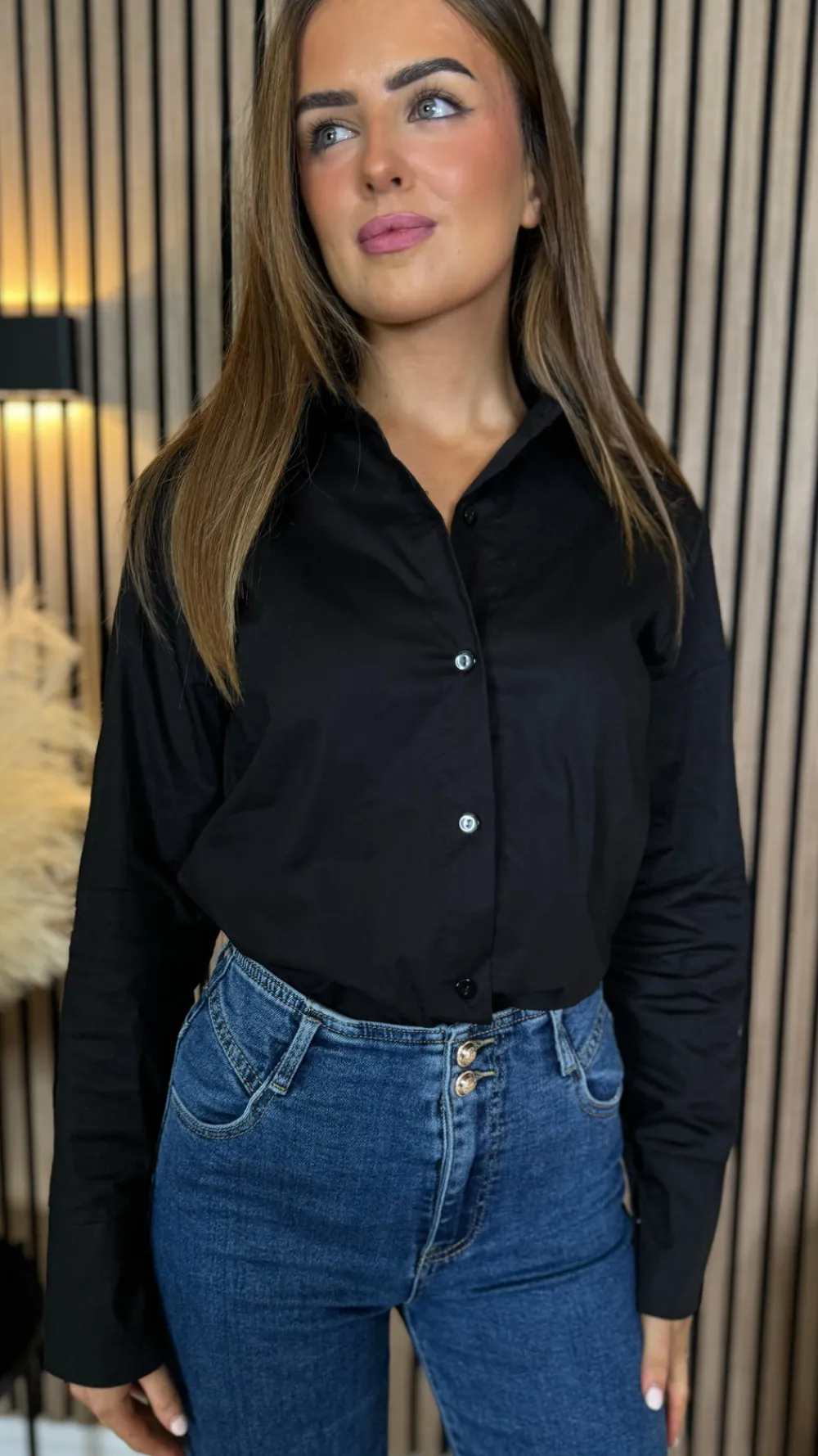 skye_black_collared_shirt_4.webp ESTEE BROWN Tops^Skye Black Collared Shirt