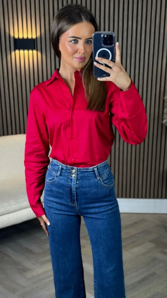 ESTEE BROWN Tops^Skye Red Collared Shirt