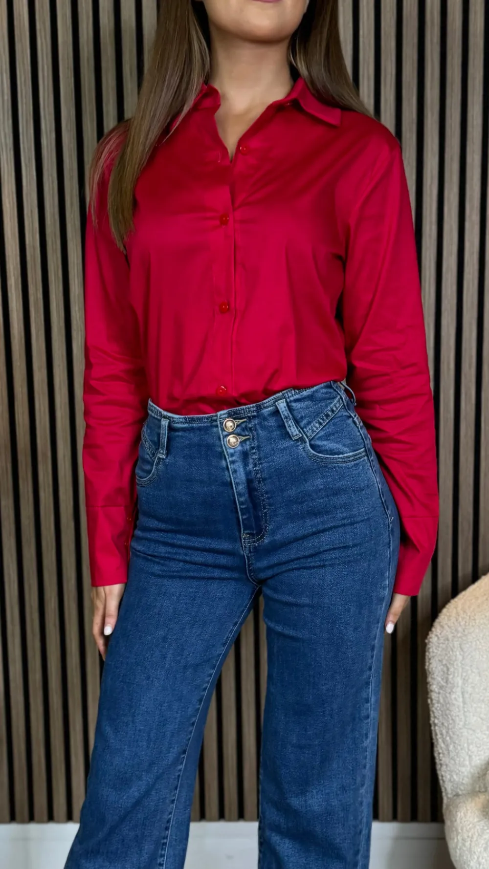 skye_red_collared_shirt_1.webp ESTEE BROWN Tops^Skye Red Collared Shirt