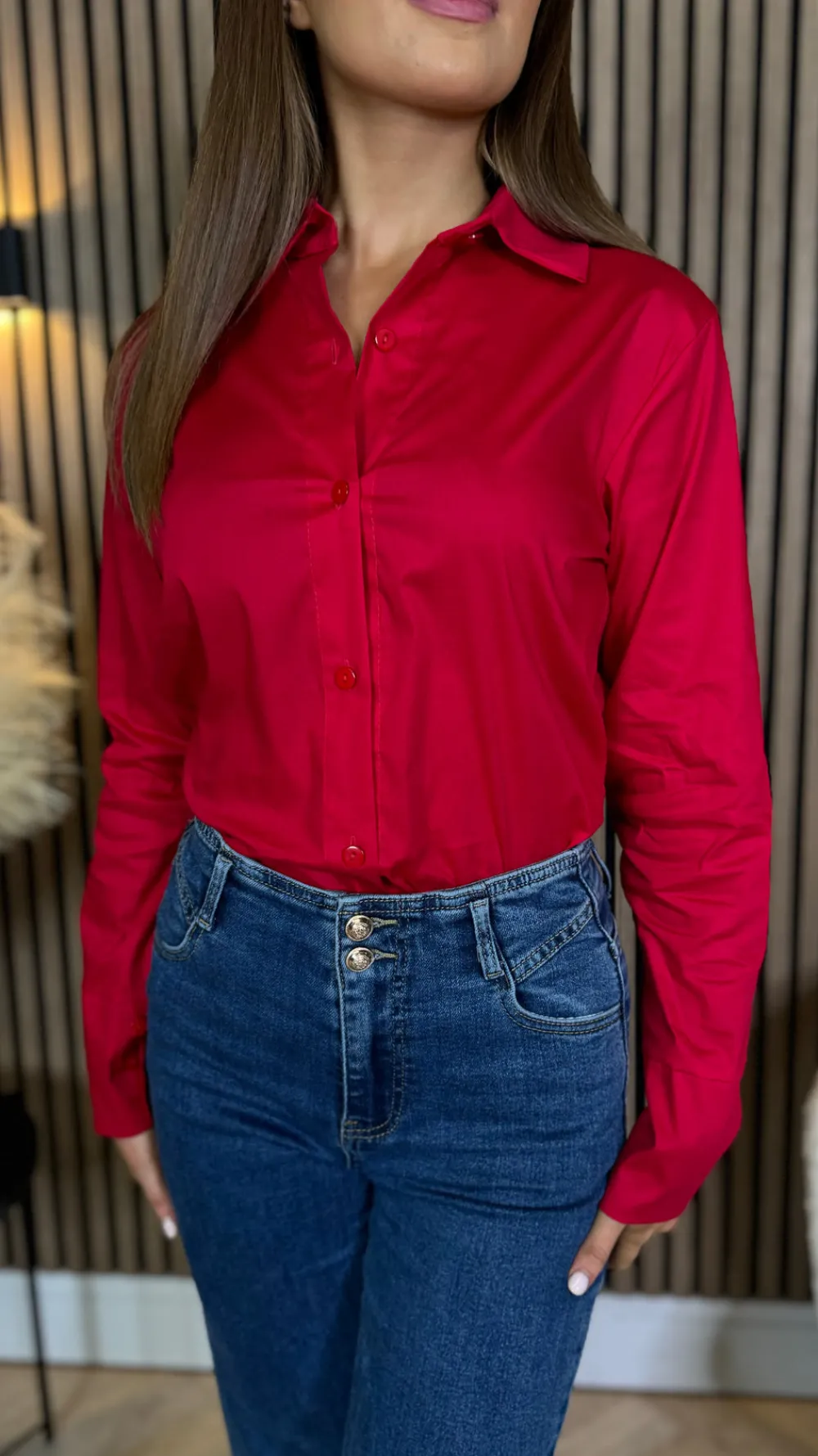 skye_red_collared_shirt_2.webp ESTEE BROWN Tops^Skye Red Collared Shirt