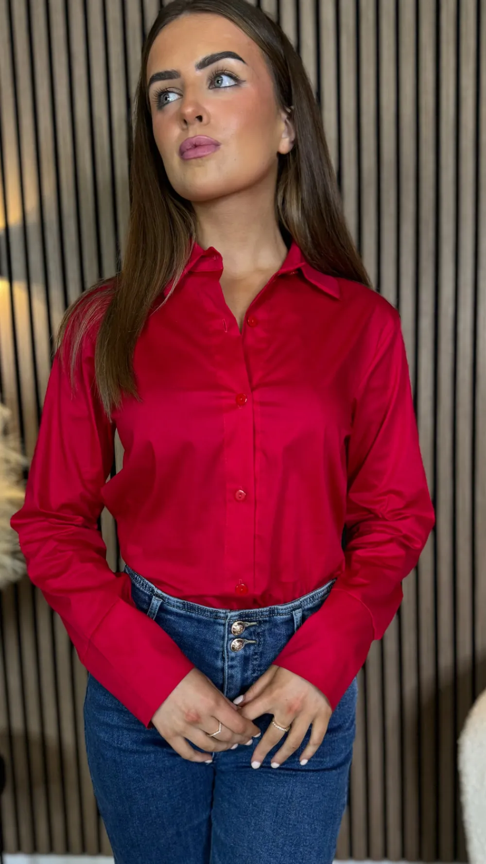 skye_red_collared_shirt_3.webp ESTEE BROWN Tops^Skye Red Collared Shirt