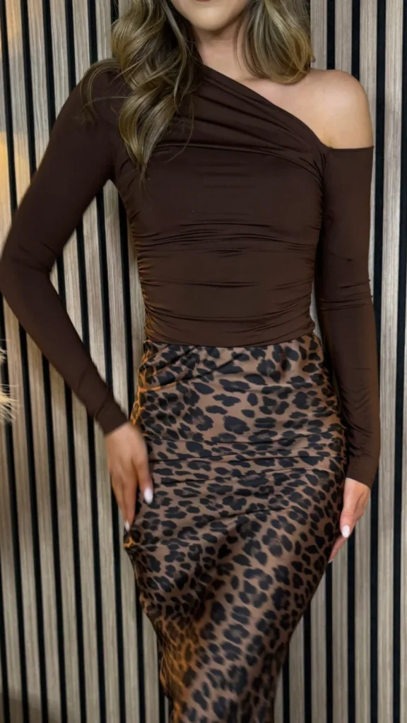 VERA LUCY Tops^Sloane Chocolate Ruched One Shoulder Top