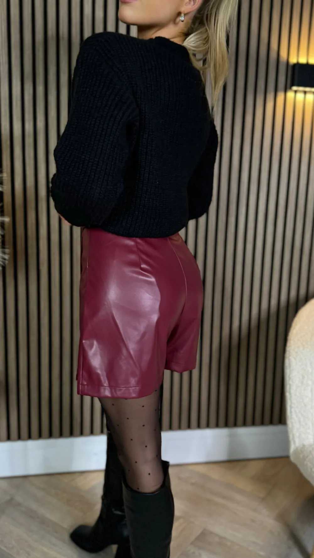 sofia_burgundy_wrap_detai_6.webp ELENZA Skirts & Shorts^Sofia Burgundy Wrap Detail Leather Look Skort