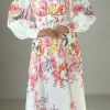 TIMELY Occasion Dresses | Midi Dresses^Stacie Pink Floral Printed V Neckline Belted Midi Dress