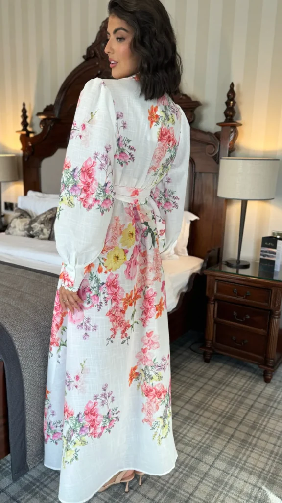 TIMELY Occasion Dresses | Midi Dresses^Stacie Pink Floral Printed V Neckline Belted Midi Dress