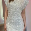 COPPEROSE Going Out Dresses | Occasion Dresses^Stephanie Beige Sequin Mini Dress