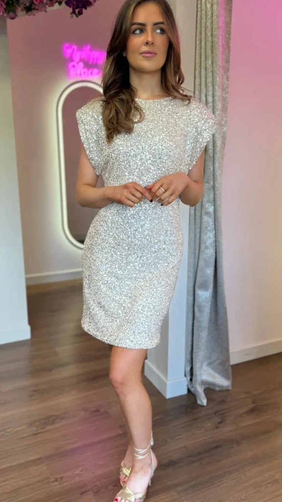 COPPEROSE Going Out Dresses | Occasion Dresses^Stephanie Beige Sequin Mini Dress