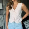 TIMELY Tops^Sullivan Pink Button Down Waistcoat