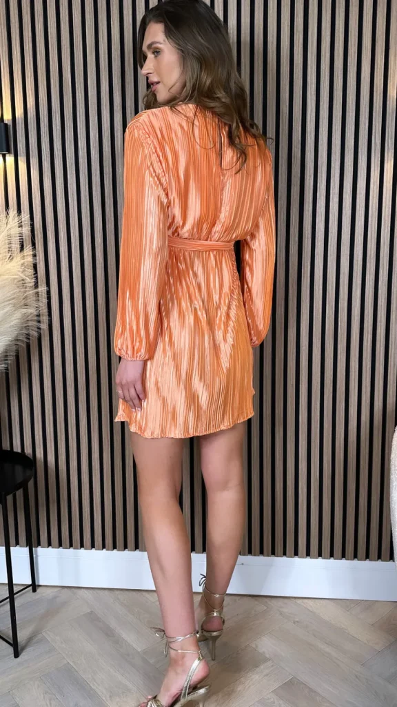 LUCCE Going Out Dresses | Occasion Dresses^Summer Orange Plisse Belted Mini Dress