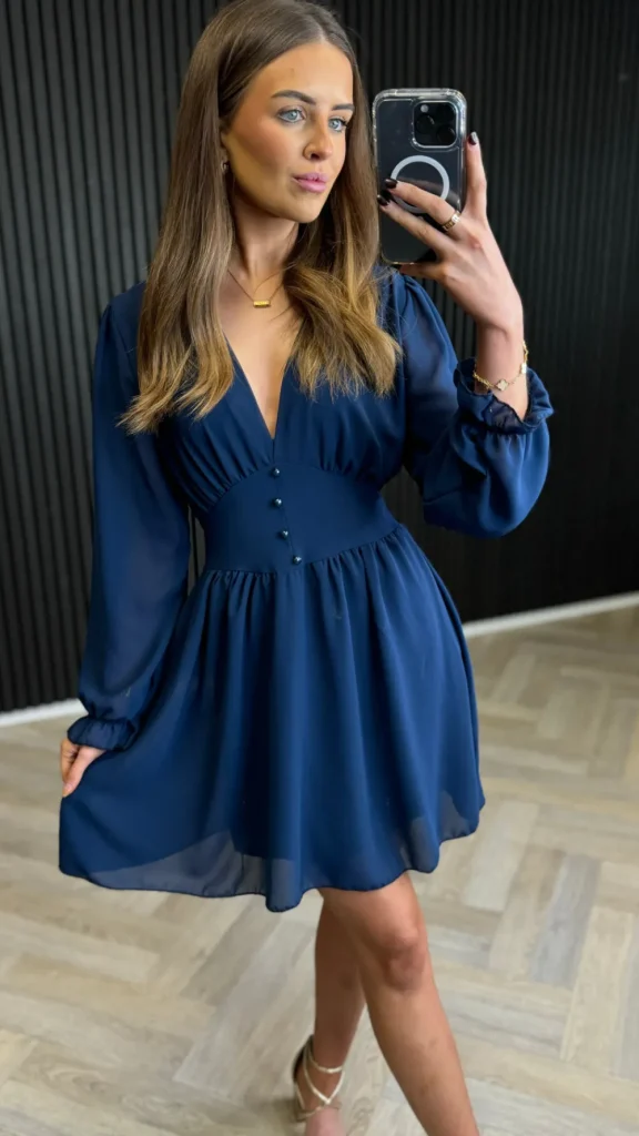 ELLE STYLE Day Dresses | Going Out Dresses^Sylvia Blue V Neck Mini Dress