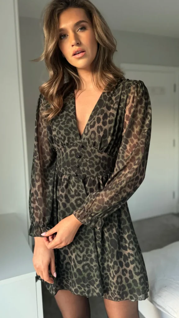 ELLE STYLE Day Dresses | Going Out Dresses^Tabitha Khaki & Black Leopard Print Mini Dress