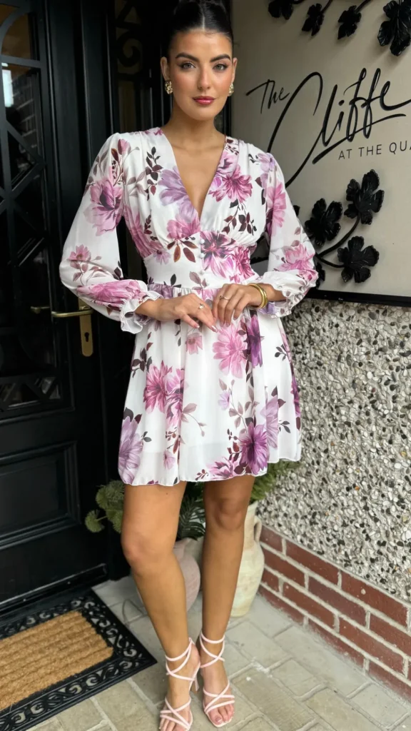 ELLE STYLE Going Out Dresses | Occasion Dresses^Tabitha Purple Floral Printed Mini Dress