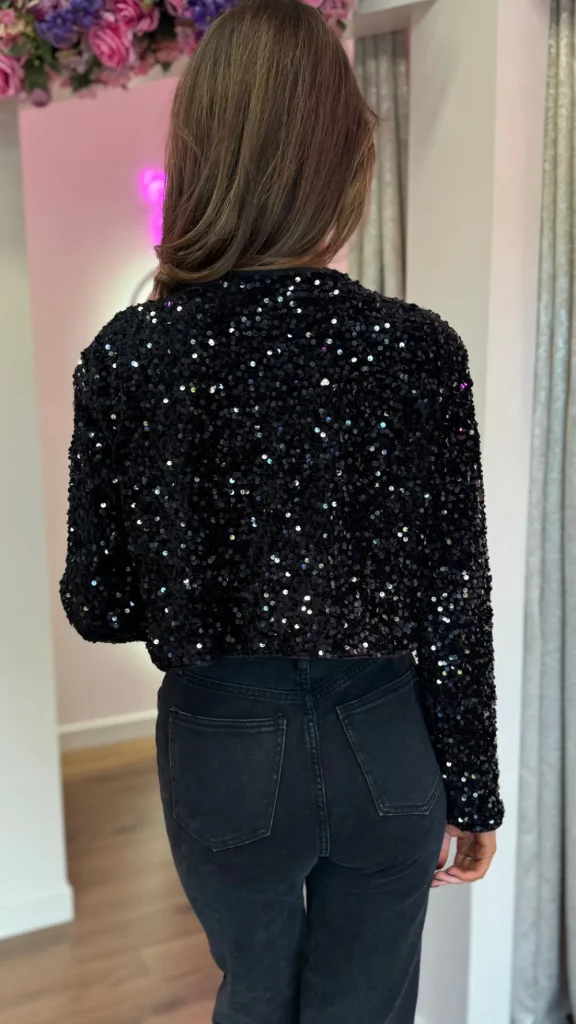 ALLYSON Tops^Tahlia Black Sequin With Bow Detail Top