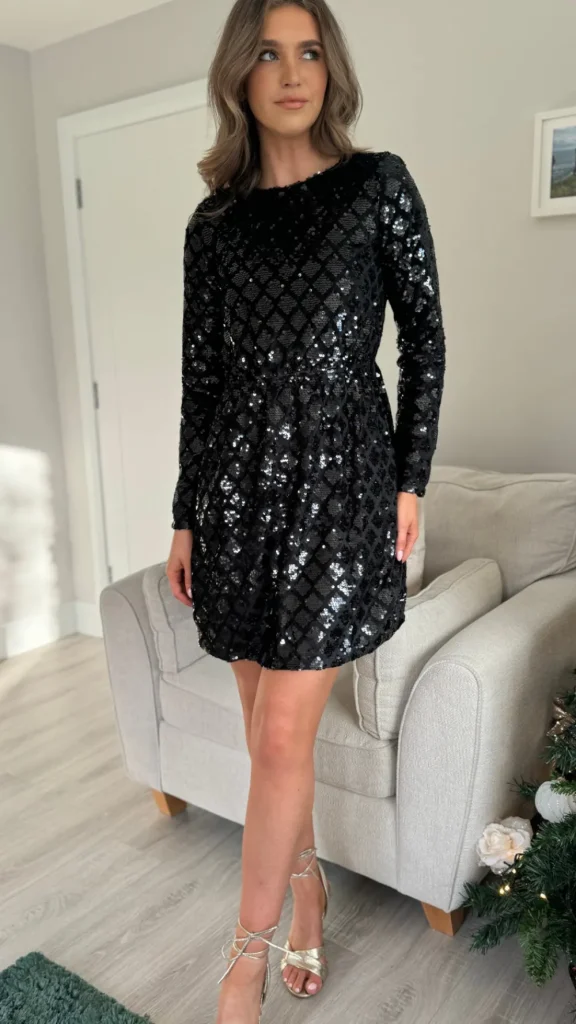 COPPEROSE Going Out Dresses | Occasion Dresses^Tamara Black Sequin Printed Mini Dress