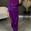 LORIANE Going Out Dresses | Occasion Dresses^Tamera Purple Off The Shoulder Long Sleeved Ruched Midi Dress