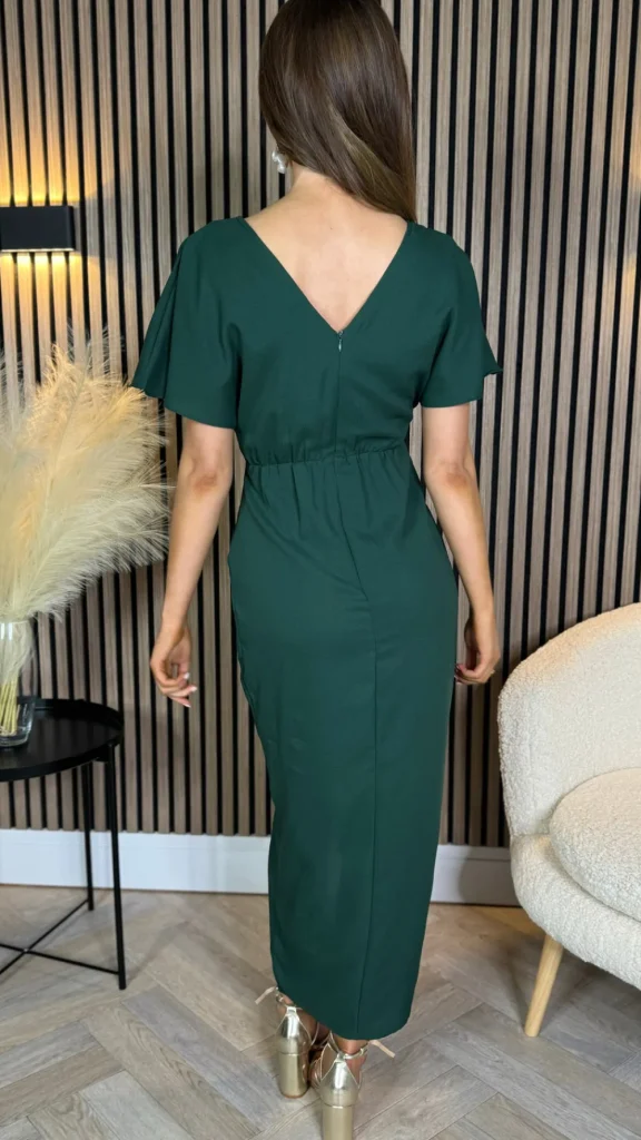 GIRL IN MIND Going Out Dresses | Occasion Dresses^Tasmin Forest Green Wrap Over Style Midi Dress