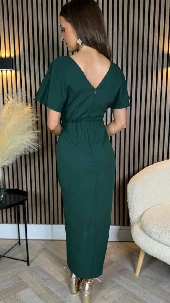 GIRL IN MIND Going Out Dresses | Occasion Dresses^Tasmin Forest Green Wrap Over Style Midi Dress