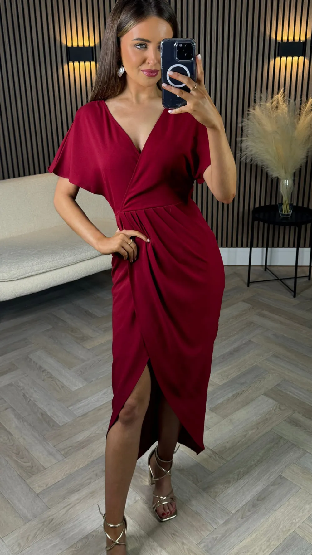 tasmin_red_wrap_over_styl_0.webp GIRL IN MIND Going Out Dresses | Occasion Dresses^Tasmin Red Wrap Over Style Midi Dress