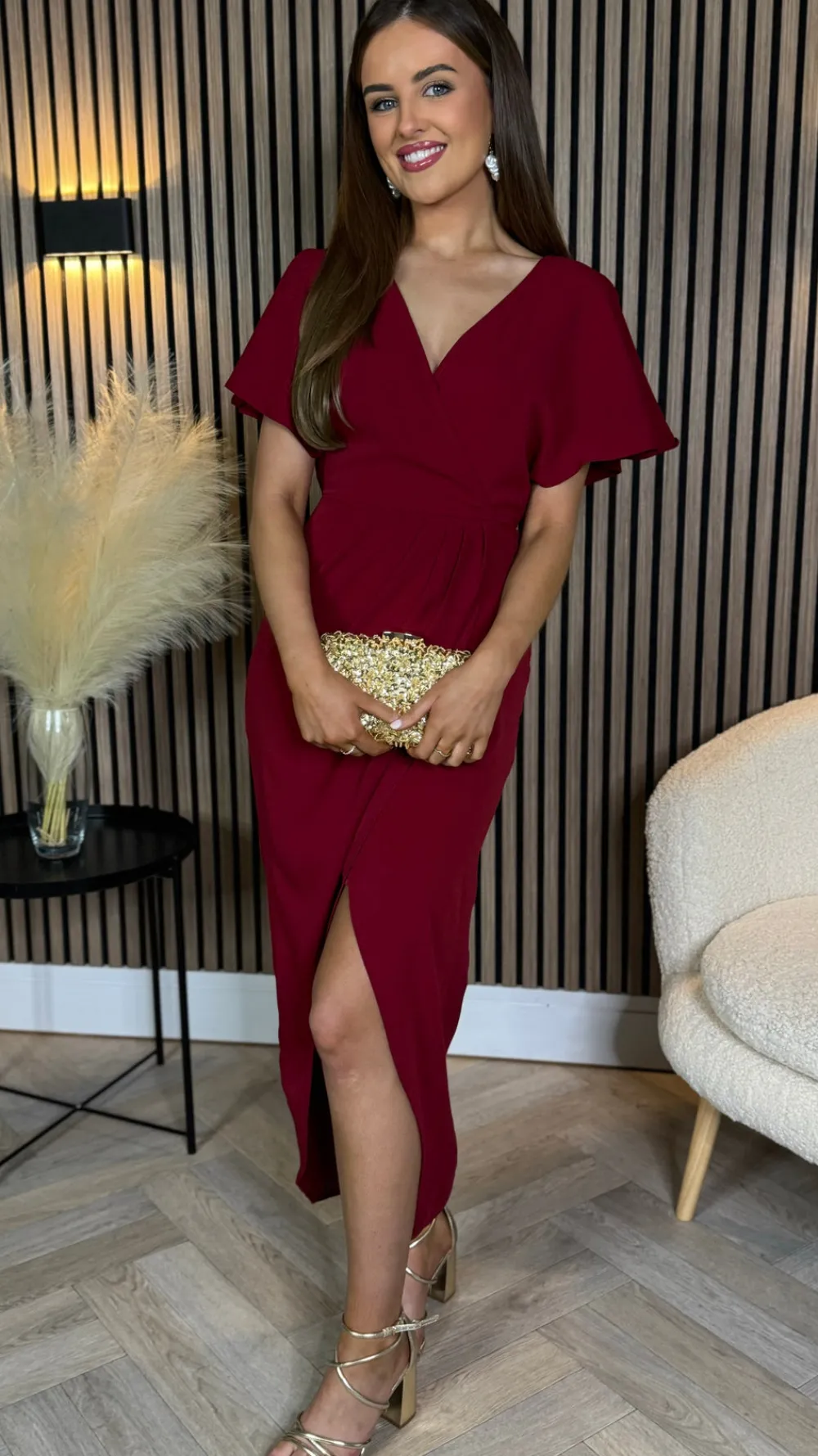 tasmin_red_wrap_over_styl_2.webp GIRL IN MIND Going Out Dresses | Occasion Dresses^Tasmin Red Wrap Over Style Midi Dress