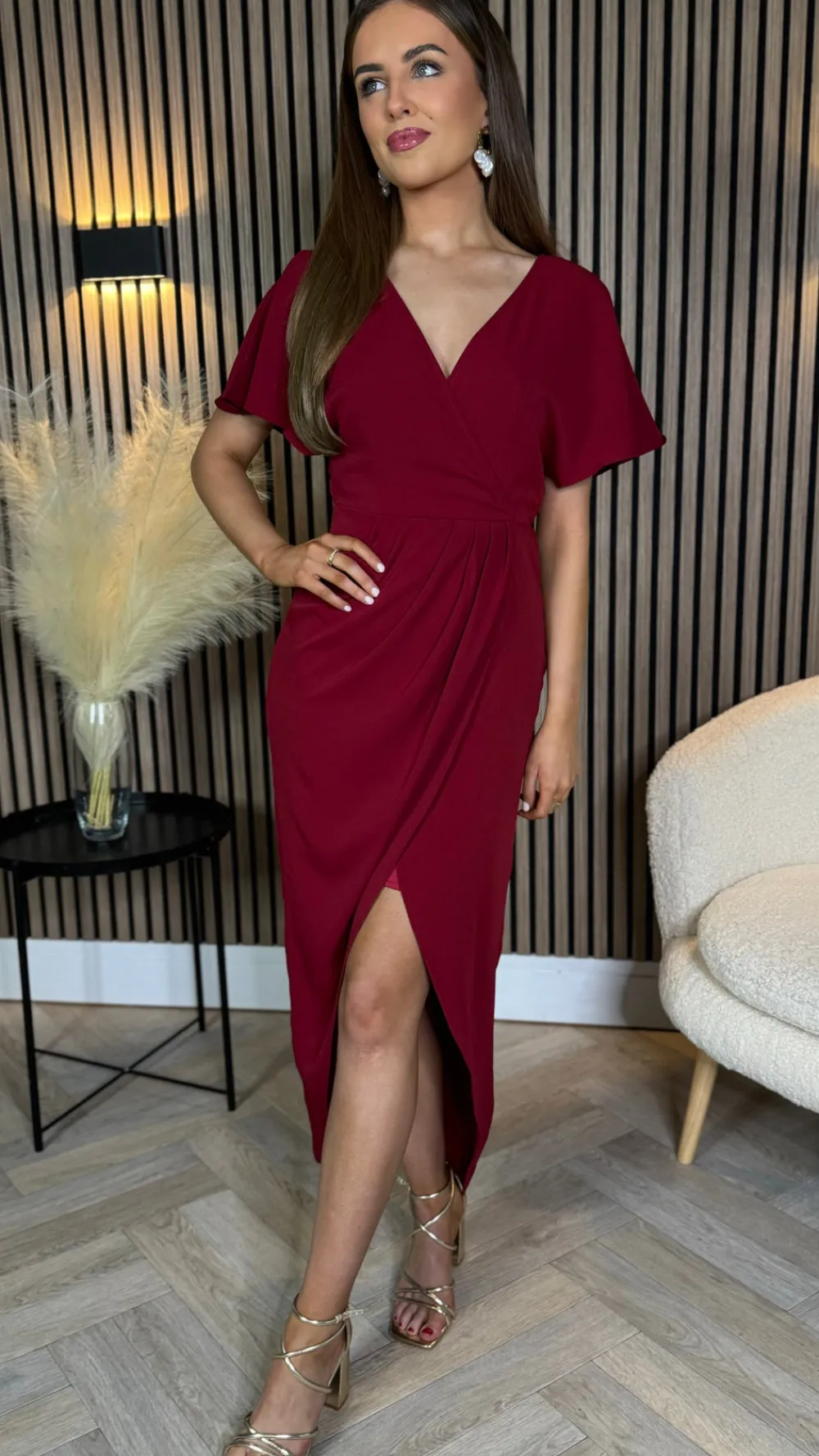 tasmin_red_wrap_over_styl_5.webp GIRL IN MIND Going Out Dresses | Occasion Dresses^Tasmin Red Wrap Over Style Midi Dress