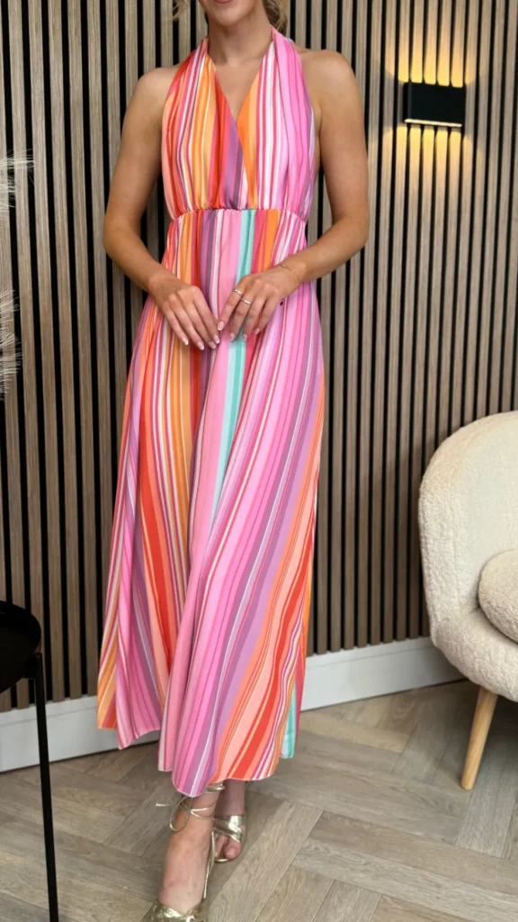 LILY ROSE BY FJ Day Dresses | Going Out Dresses^Tawnie Purple & Orange Multi Printed Halterneck Midi Dress