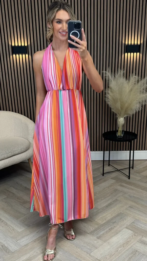 LILY ROSE BY FJ Day Dresses | Going Out Dresses^Tawnie Purple & Orange Multi Printed Halterneck Midi Dress