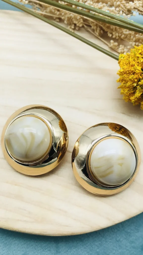 PARIS FASHION SHOPS Jewellery^Teresa Gold & Beige Detail Earrings