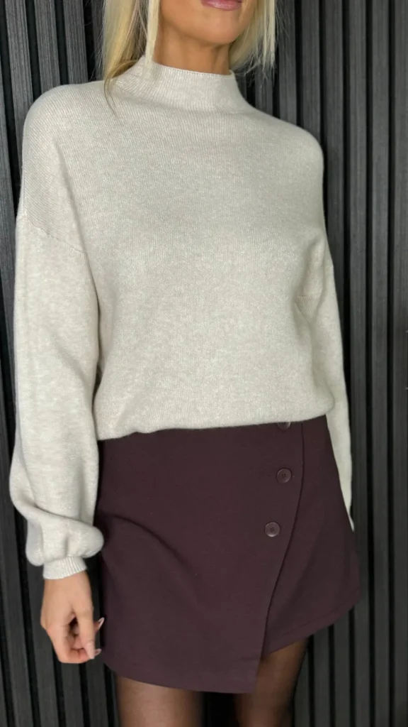 FEELKOO Skirts & Shorts^Terrie Burgundy Wrap Style Button Detail Mini Skirt