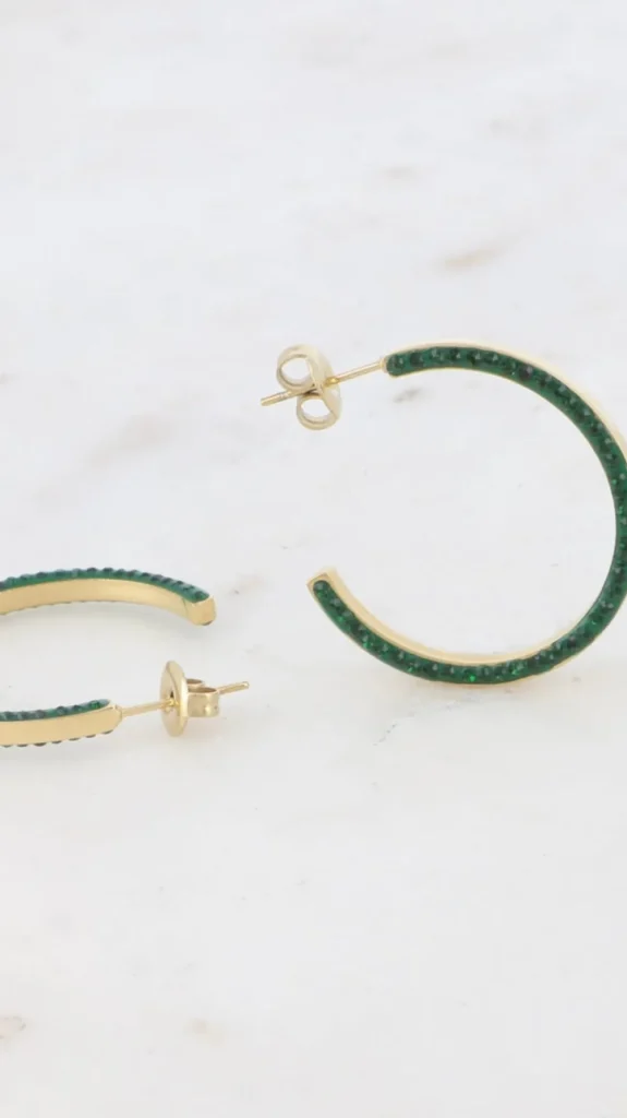 PARIS FASHION SHOPS Jewellery^Tess Green Hoop Embellished Earrings