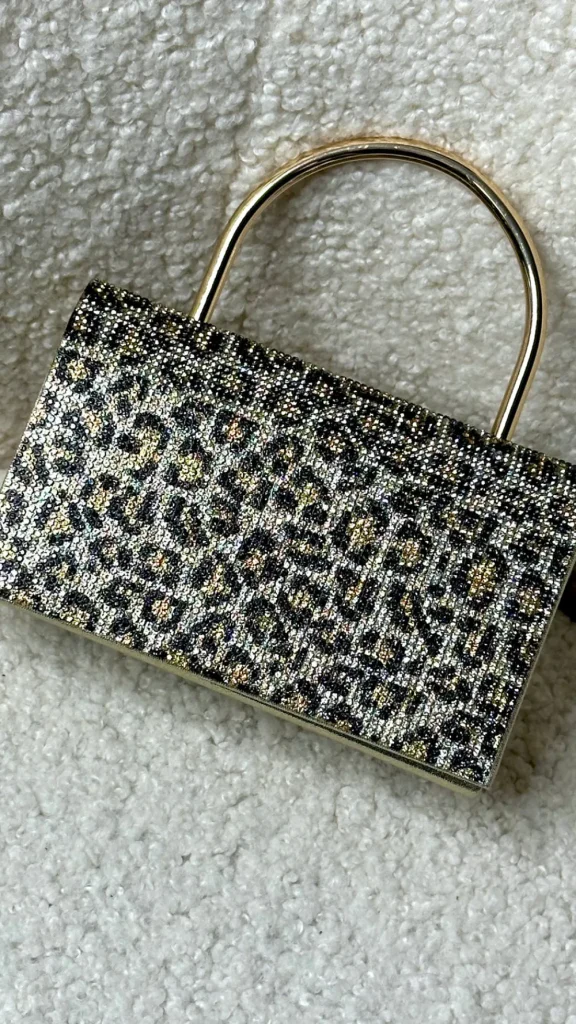 PARIS FASHION SHOPS Bags^Tina Gold & Black Leopard Print Clutch Bag