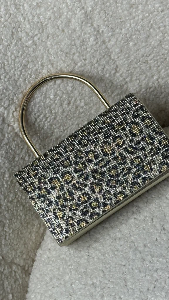 PARIS FASHION SHOPS Bags^Tina Gold & Black Leopard Print Clutch Bag