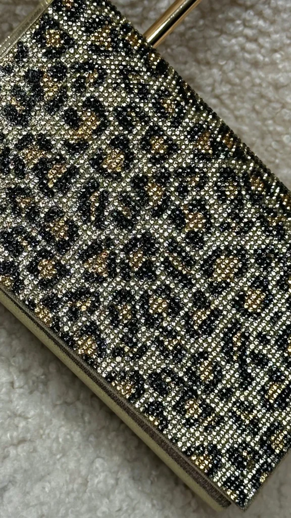 PARIS FASHION SHOPS Bags^Tina Gold & Black Leopard Print Clutch Bag