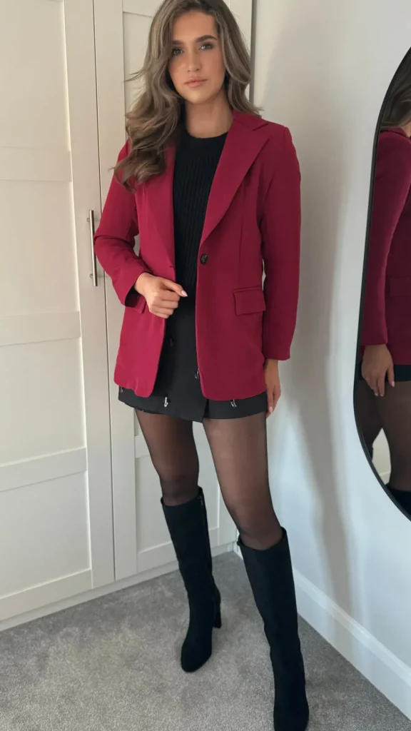 ESTEE BROWN Blazers^Toni Burgundy Oversized Blazer