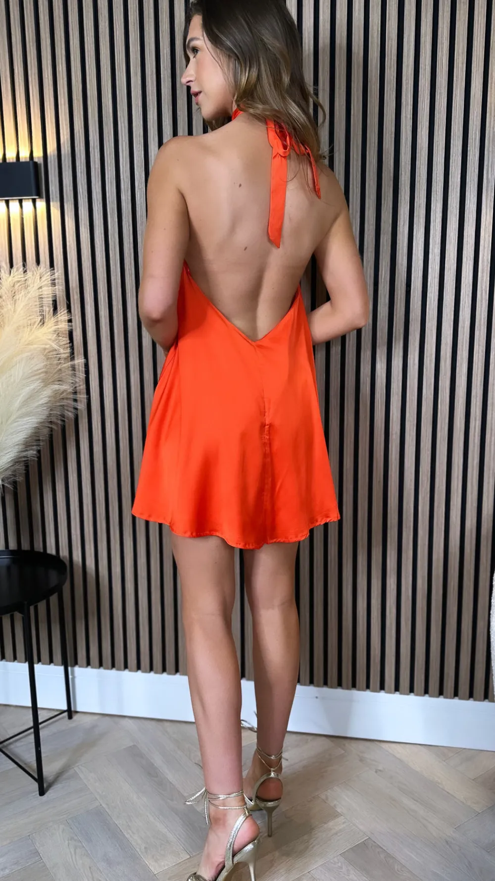 tori_orange_halterneck_mi_3.webp LUCCE Going Out Dresses | Occasion Dresses^Tori Orange Halterneck Mini Dress
