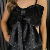 L'ESSENTIAL Tops^Trinny Black Sequin Bow Detail Top
