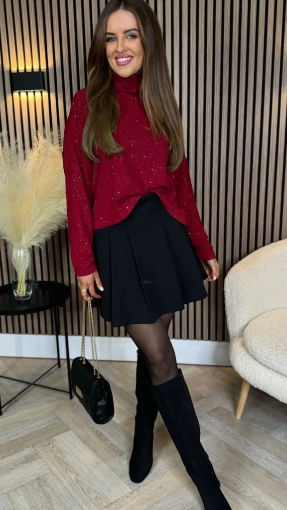 COPPEROSE Skirts & Shorts^Triona Black Pleated Mini Skirt With Shorts