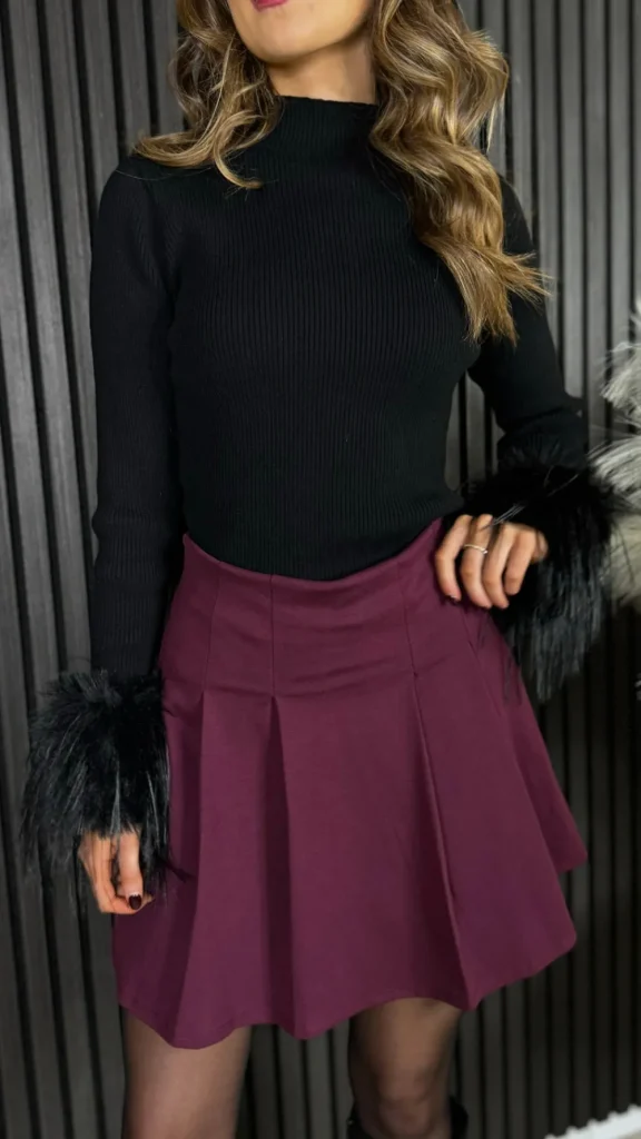 COPPEROSE Skirts & Shorts^Triona Burgundy Pleated Mini Skirt With Shorts
