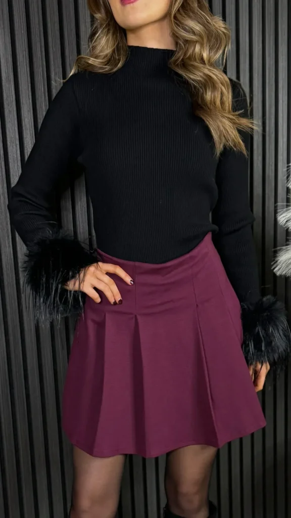 COPPEROSE Skirts & Shorts^Triona Burgundy Pleated Mini Skirt With Shorts