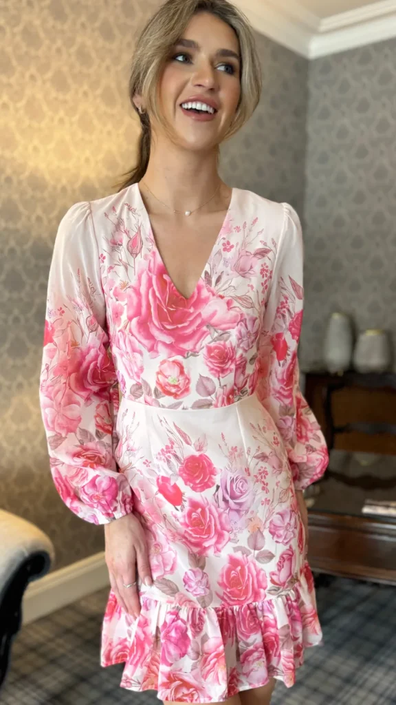 GIRL IN MIND Going Out Dresses | Occasion Dresses^Triona Pink Floral V Neck Mini Dress