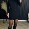 ESTEE BROWN Knitwear | Mini Dresses^Valencia Black Cable Knit Patterned Jumper Dress