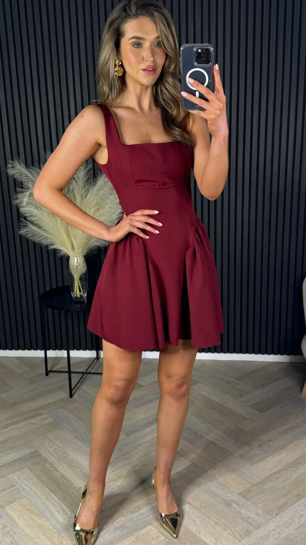 valencia_burgundy_bow_bac_0.webp BABEZ LONDON Going Out Dresses | Occasion Dresses^Valencia Burgundy Bow Back Skater Mini Dress