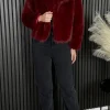 CIAO MILANO Coats & Jackets^Valentina Dark Red Collared Fur Jacket
