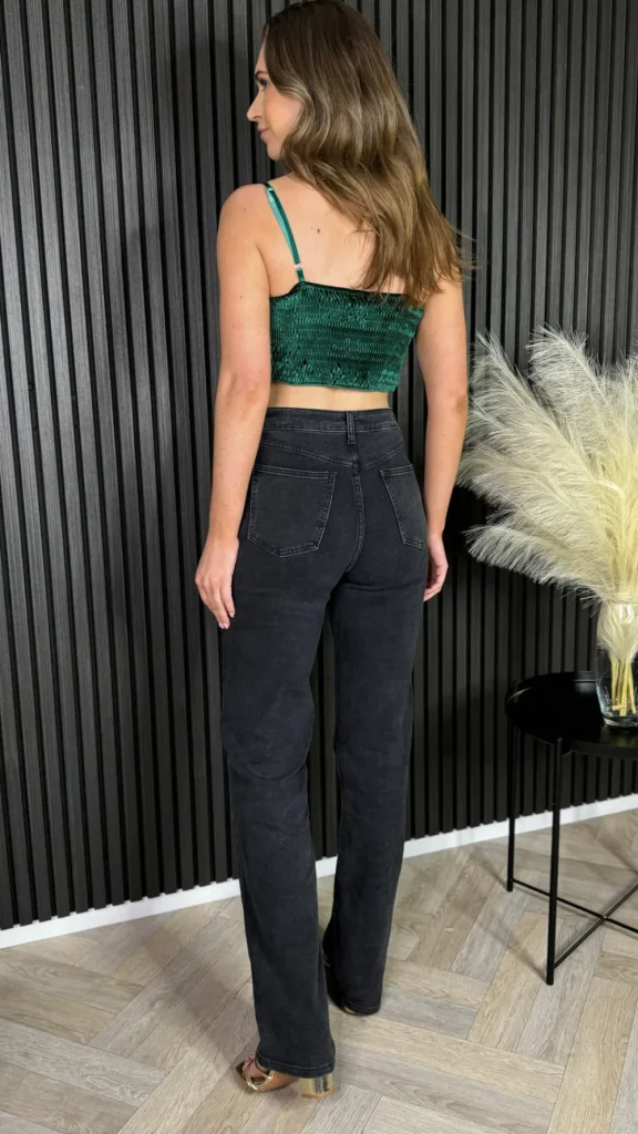 L'ESSENTIAL Tops^Vanity Forest Green Velvet Bow Detail Top