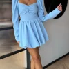 ALLYSON Occasion Dresses | Mini Dresses^Vikki Baby Blue Long Sleeve Skater Mini Dress