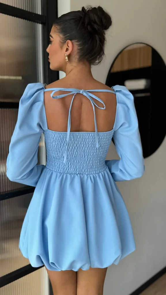 ALLYSON Occasion Dresses | Mini Dresses^Vikki Baby Blue Long Sleeve Skater Mini Dress